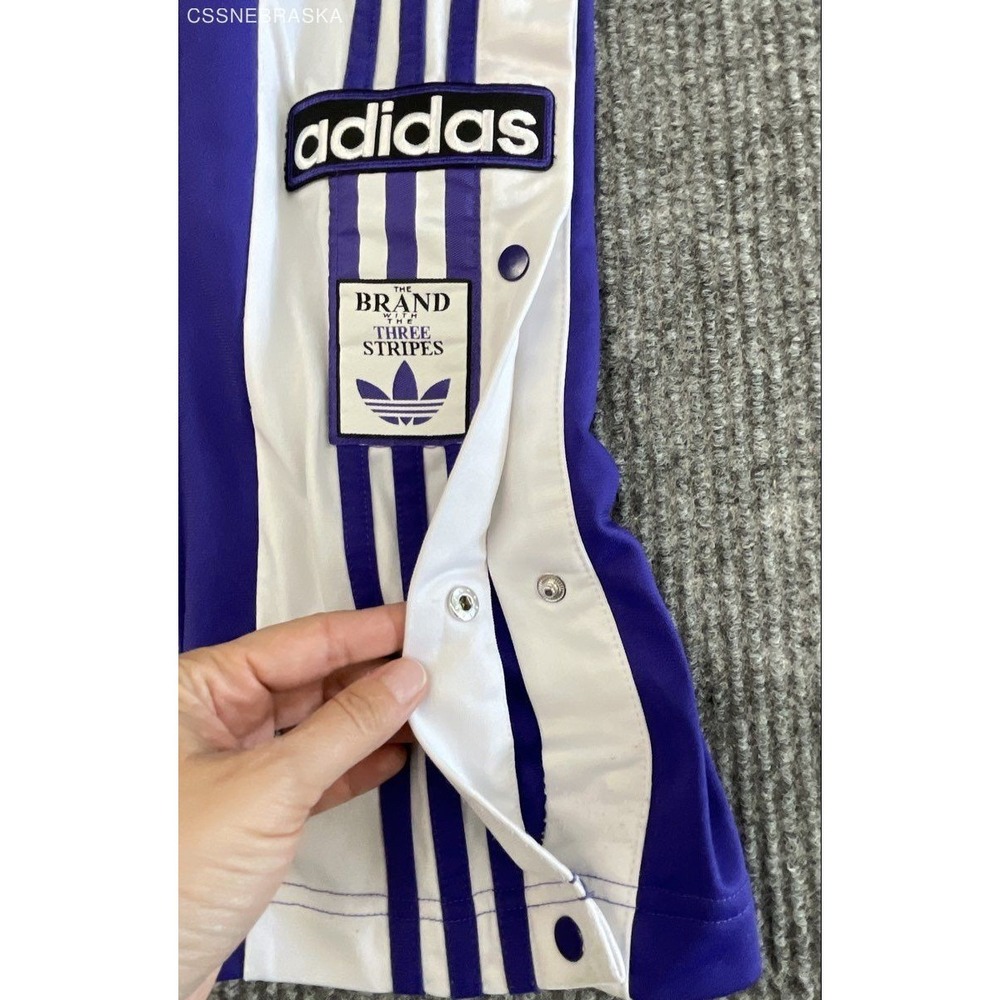 Adidas Women's Adibreak Snap Track Pants Purple White 3-Stripe Tearaway Sz XS - Picture 4 of 10